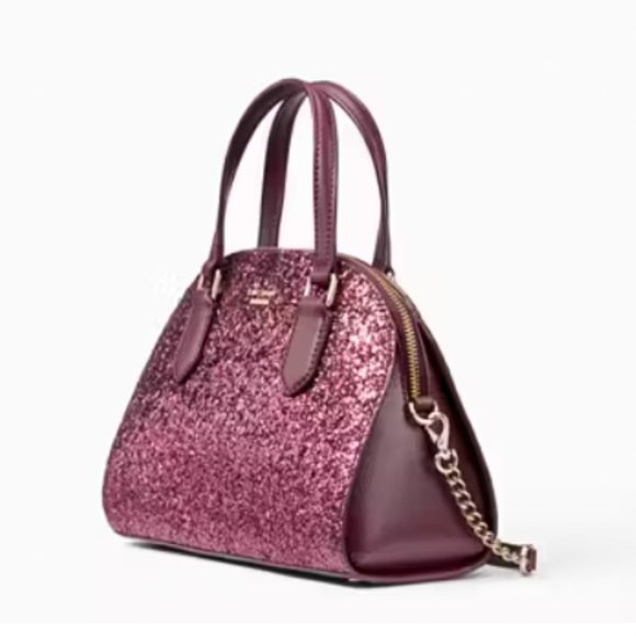 kate spade Laurel Way Glitter Mini Reiley burgundy crossbody bag purse nwot - Picture 3 of 9